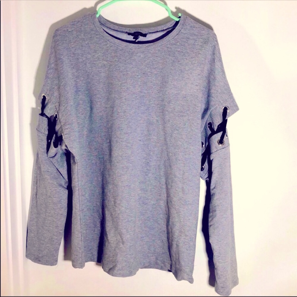 DREW grey long tied on sleeve sweatshirt medium